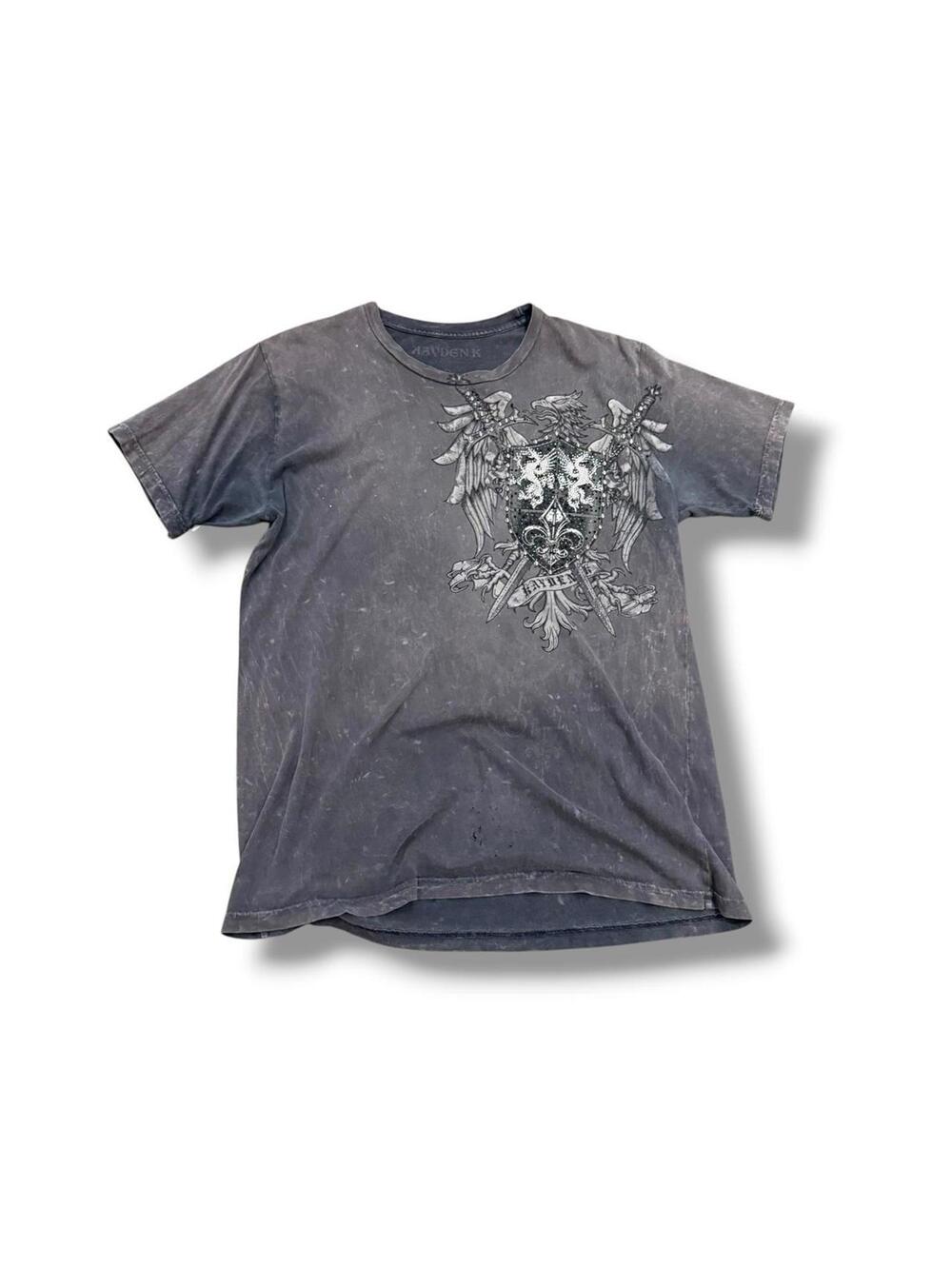 Grey Kayden K Shield and Sword Y2K T Shirt